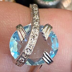 Ring Size 6.5 Blue Topaz Sterling Silver 925 Women Semi-Precious Stone